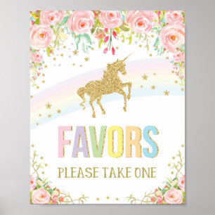 Unicorn Favoriten Rainbow Candy Bar Pink Gold Flor Poster
