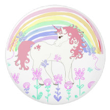 Unicorn-feenhafte Geschichte, Regenbogen, Blumen