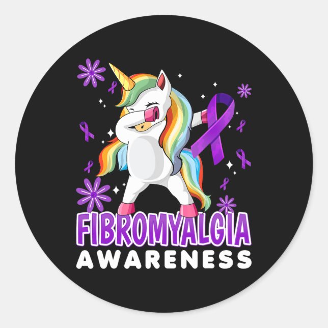 Unicorn Fibromyalgia - Fibro Krieger Runder Aufkleber (Vorderseite)