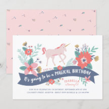 Unicorn Fields Invitation de fête d'anniversaire