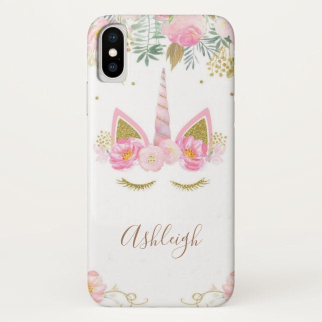 Unicorn fille Monogram iPhone X Coque (Dos)