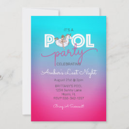 Unicorn Float Summer Pool Junggeselinnen-Abschied  Einladung