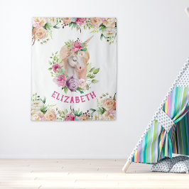 Unicorn Floral Wandteppich