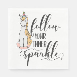 Unicorn Folgen Sie dem Party Ihres inneren Sparkel Serviette