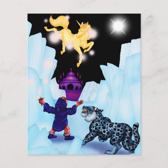 Unicorn Freedom göttliche Boy Snow Leopard Fantasy (Vorderseite)