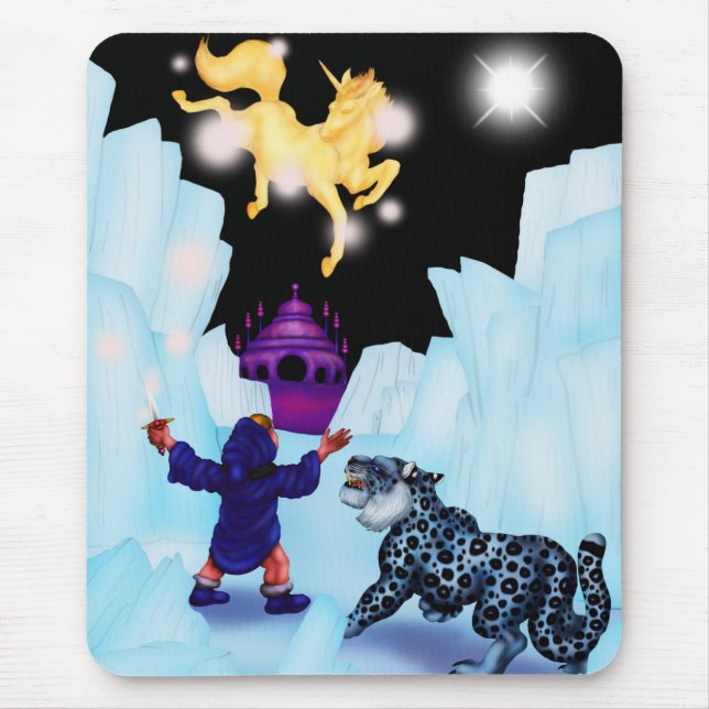 Unicorn Freedom göttliche Boy Snow Leopard Fantasy Mousepad (Vorne)