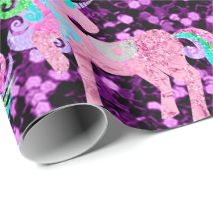 Unicorn-funkelnd Glitzer-Rosaziemlich lila Sequin Geschenkpapier
