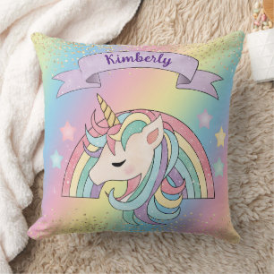 Unicorn & Funkelnd Rainbow Gold Glitzer Individuel Kissen