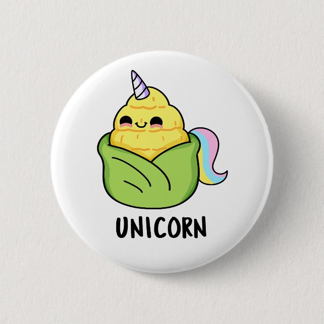 Unicorn Funny Baby Corn Pun Button (Vorderseite)