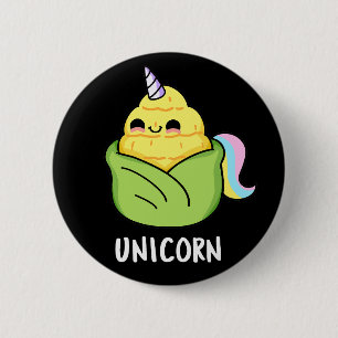 Unicorn Funny Baby Corn Pun Dark BG Button