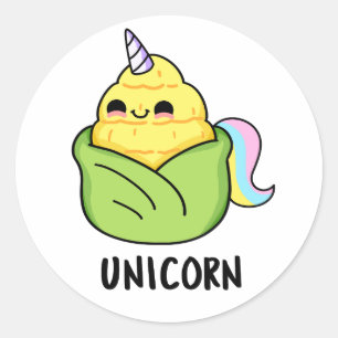 Unicorn Funny Baby Corn Pun Runder Aufkleber