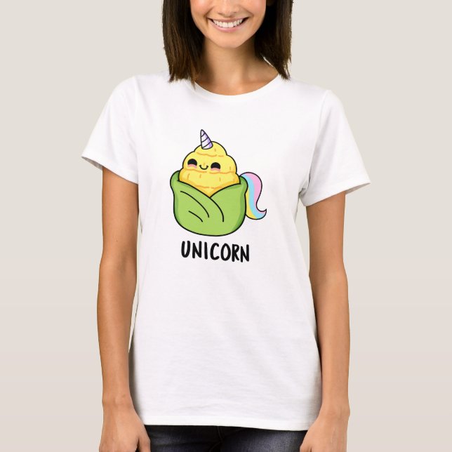 Unicorn Funny Baby Corn Pun T-Shirt (Vorderseite)