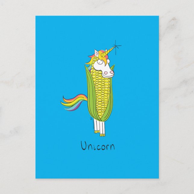 Unicorn Funny Corn Corny Postcard Postkarte (Vorderseite)