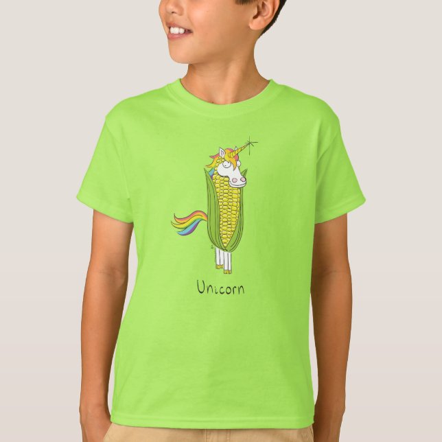 Unicorn Funny Corn Kid's Boy's T - Shirt (Vorderseite)