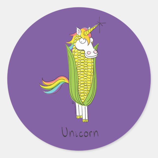 Unicorn Funny Corn Stickers (Vorderseite)