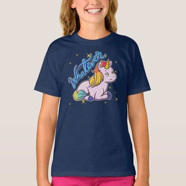 Unicorn Funny mit Attitude Was auch immer Neues T-Shirt (Vorderseite)