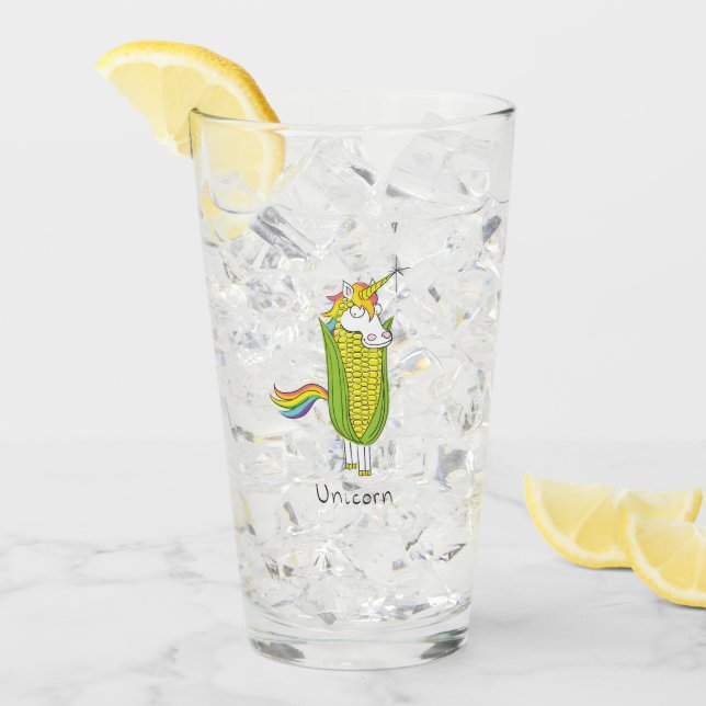Unicorn Funny Niedlich Kids Glas (Vorderseite Ice)