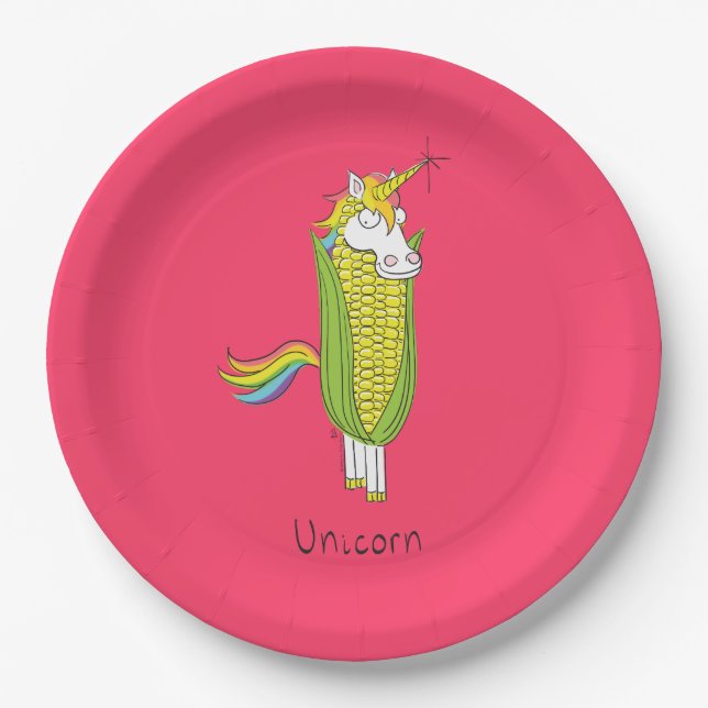 Unicorn Funny Niedlich Kids Pappteller (Vorderseite)