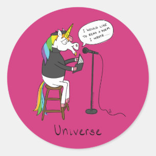 Unicorn Funny Poetry Runder Aufkleber