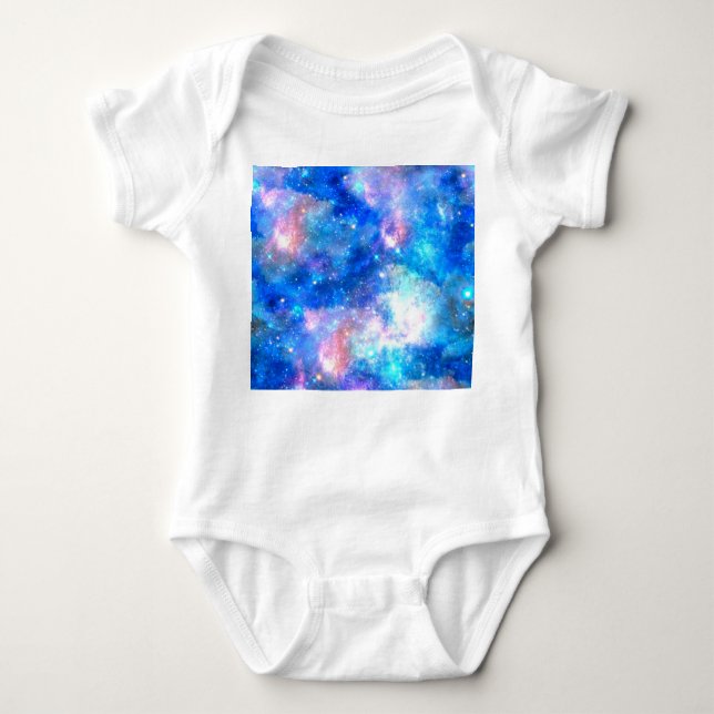 Unicorn Galaxy Night Sky Print Baby Strampler (Vorderseite)