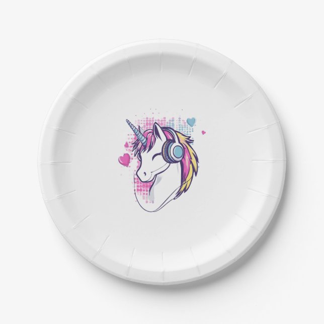 Unicorn Gamer Girl (1) Pappteller (Vorderseite)