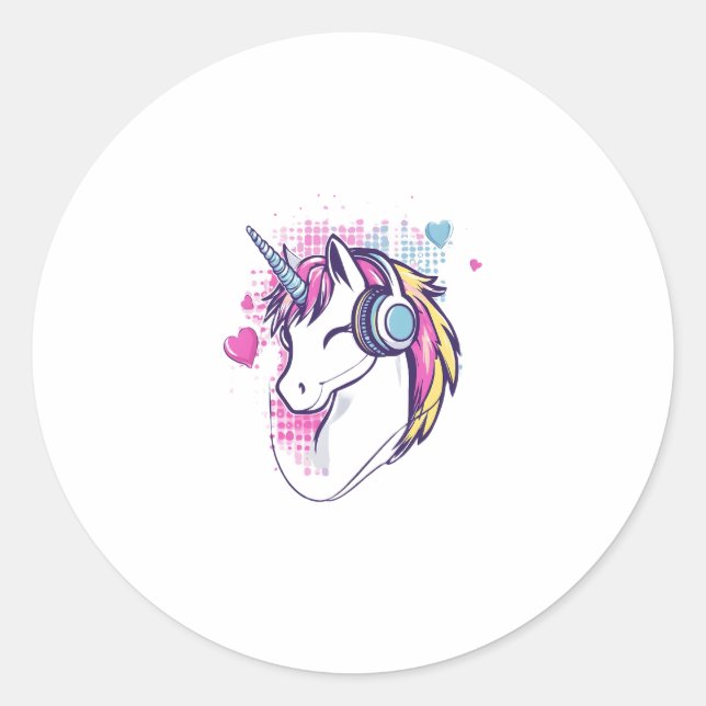 Unicorn Gamer Girl (1) Runder Aufkleber (Vorderseite)