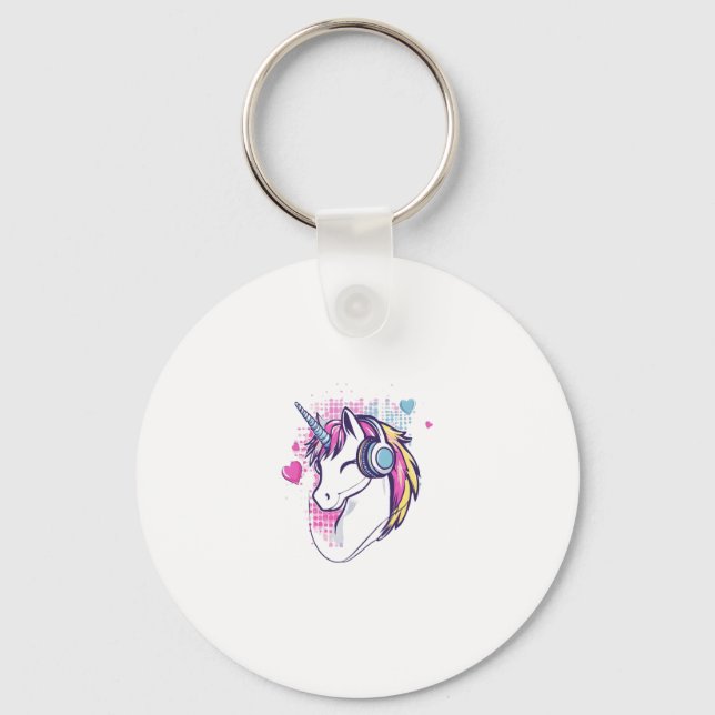 Unicorn Gamer Girl (1) Schlüsselanhänger (Vorderseite)