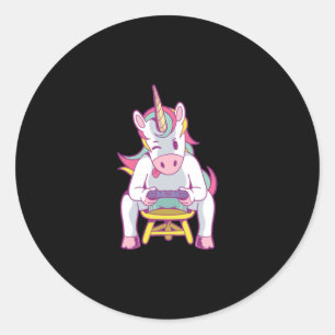 Unicorn Gamer Runder Aufkleber
