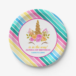 Unicorn Geburtstag 1. Geburtstag Party Pappteller