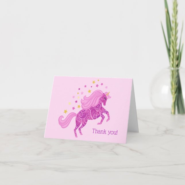 Unicorn Geburtstag Danke Karte (Vorderseite)