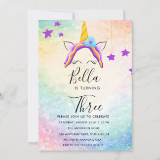 Unicorn Geburtstag Einladung Pastel Rainbow Party