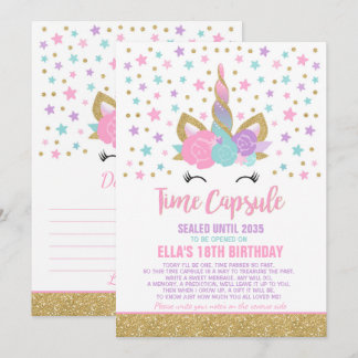 Unicorn Geburtstag Gästebuchspause Kapsel mit Anme Einladung