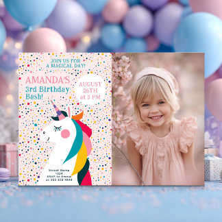 Unicorn Geburtstag Magisches Party für Mädchen Einladung