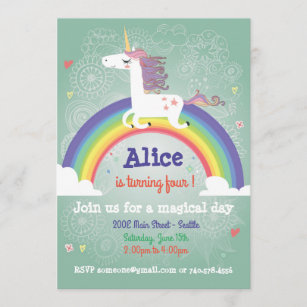 Unicorn-Geburtstags-Einladung - Regenbogen-Party Einladung