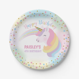 Unicorn-Geburtstags-Party-Papier-Teller Pappteller