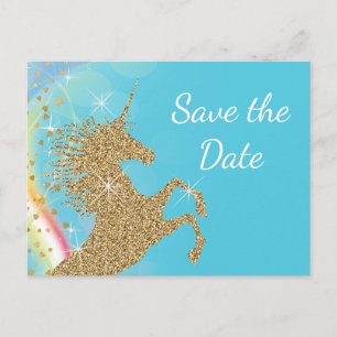 Unicorn-Geburtstags-Party-Save the Date Postkarten