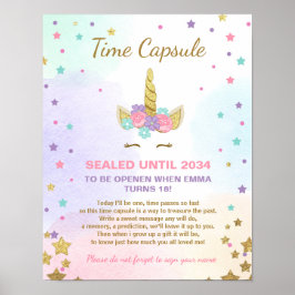 Unicorn Geburtstagsguestbook Time Capsule Pink Gir Poster