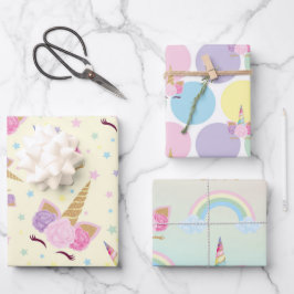 Unicorn Geburtstagsmuster Geschenkpapier Set
