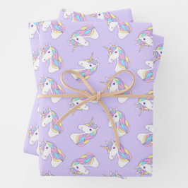 Unicorn Geburtstagsparty Lila Geschenkpapier Set