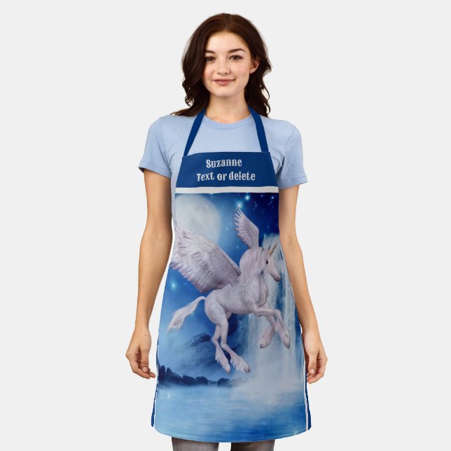 Unicorn Gedeckter Wasserfall Personalisiert Schürze (Getragen)
