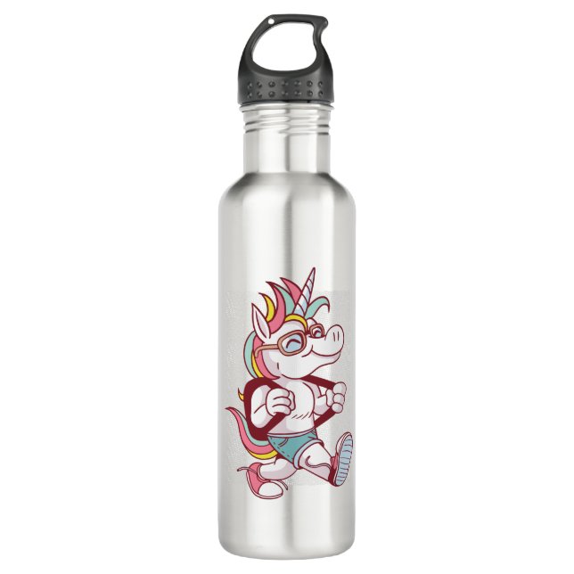 Unicorn geht zur Schule Edelstahlflasche (Vorderseite)