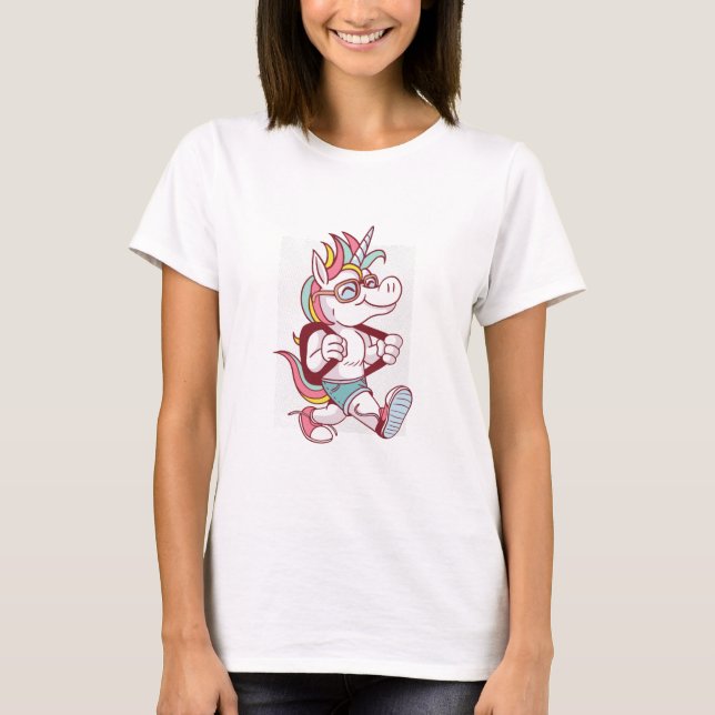Unicorn geht zur Schule T-Shirt (Vorderseite)