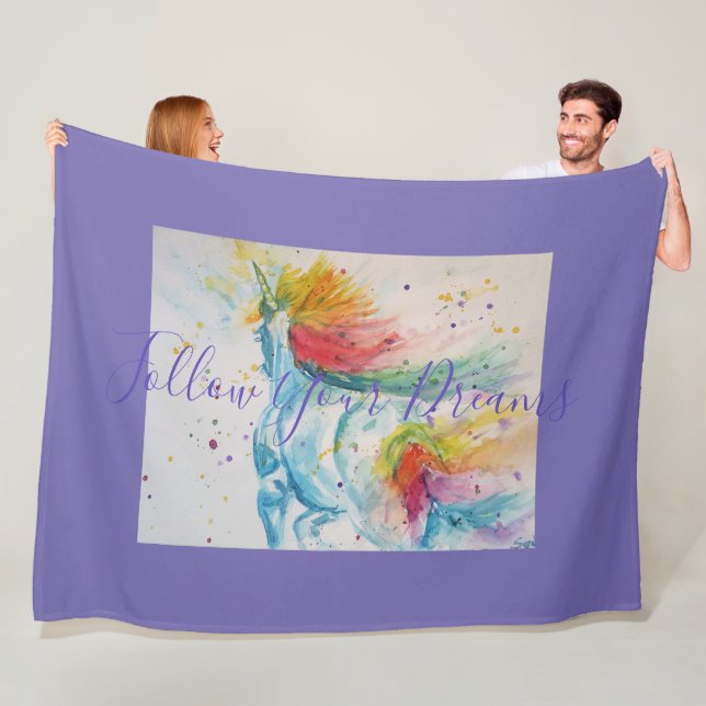 Unicorn Gemälde folgen Ihren Träumen Fleece Blanke (Beispiel)