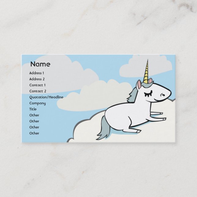 Unicorn - Geschäft Visitenkarte (Vorderseite)
