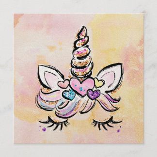 Unicorn Gesicht Geburtstag Einladung