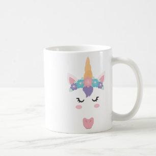 Unicorn Gesichter Eyelashes Niedliche Blume Wraath Kaffeetasse