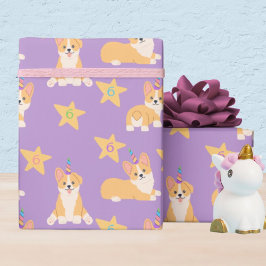 Unicorn Girl Birthday, Corgi Custom Age Geschenkpapier