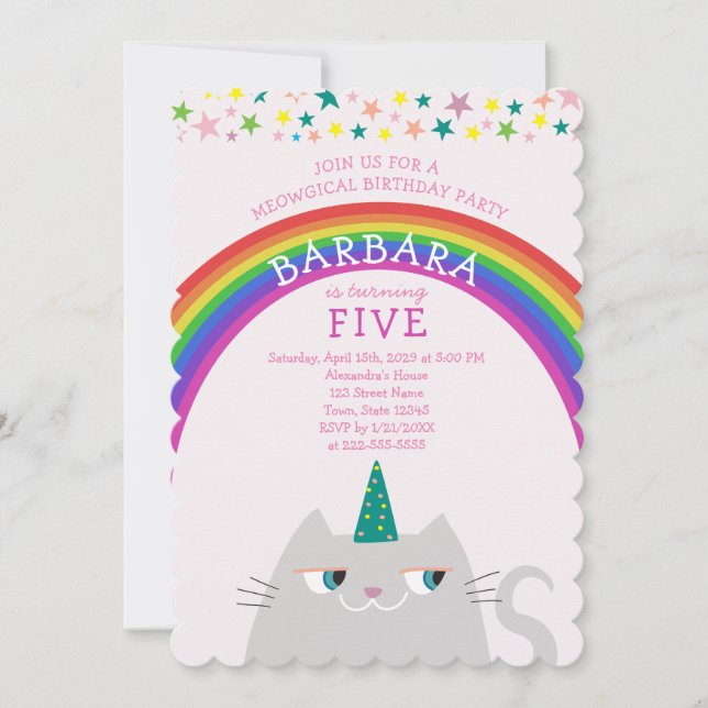 Unicorn Girl Birthday Einladung (Vorderseite)
