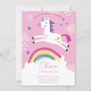 Unicorn Girl Birthday Einladung