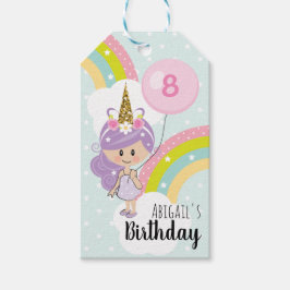 Unicorn Girl Birthday Favor Tags Geschenkanhänger
